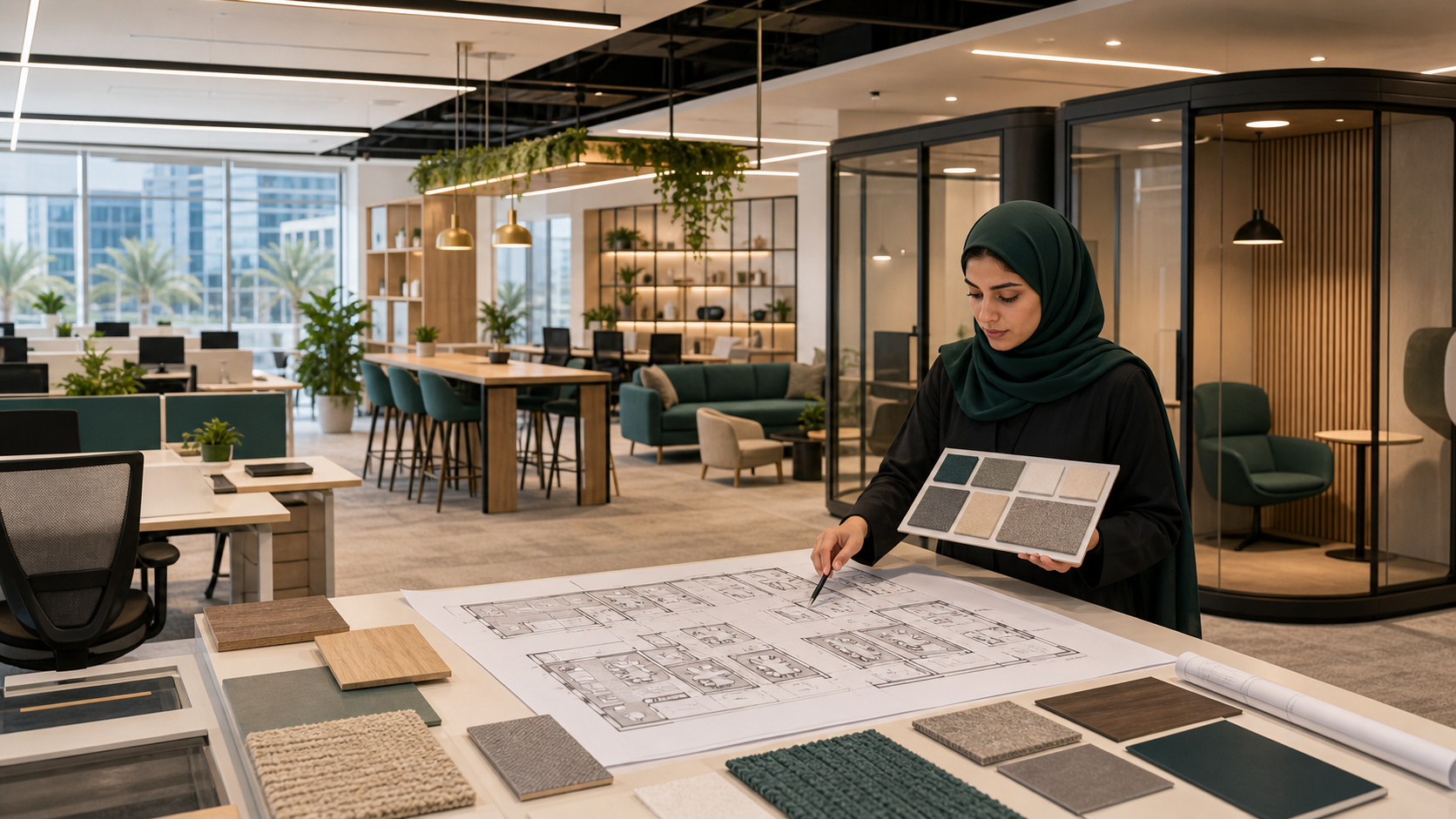 تصميم داخلي لمكاتب عمل مرنة يرفع كفاءة المساحات