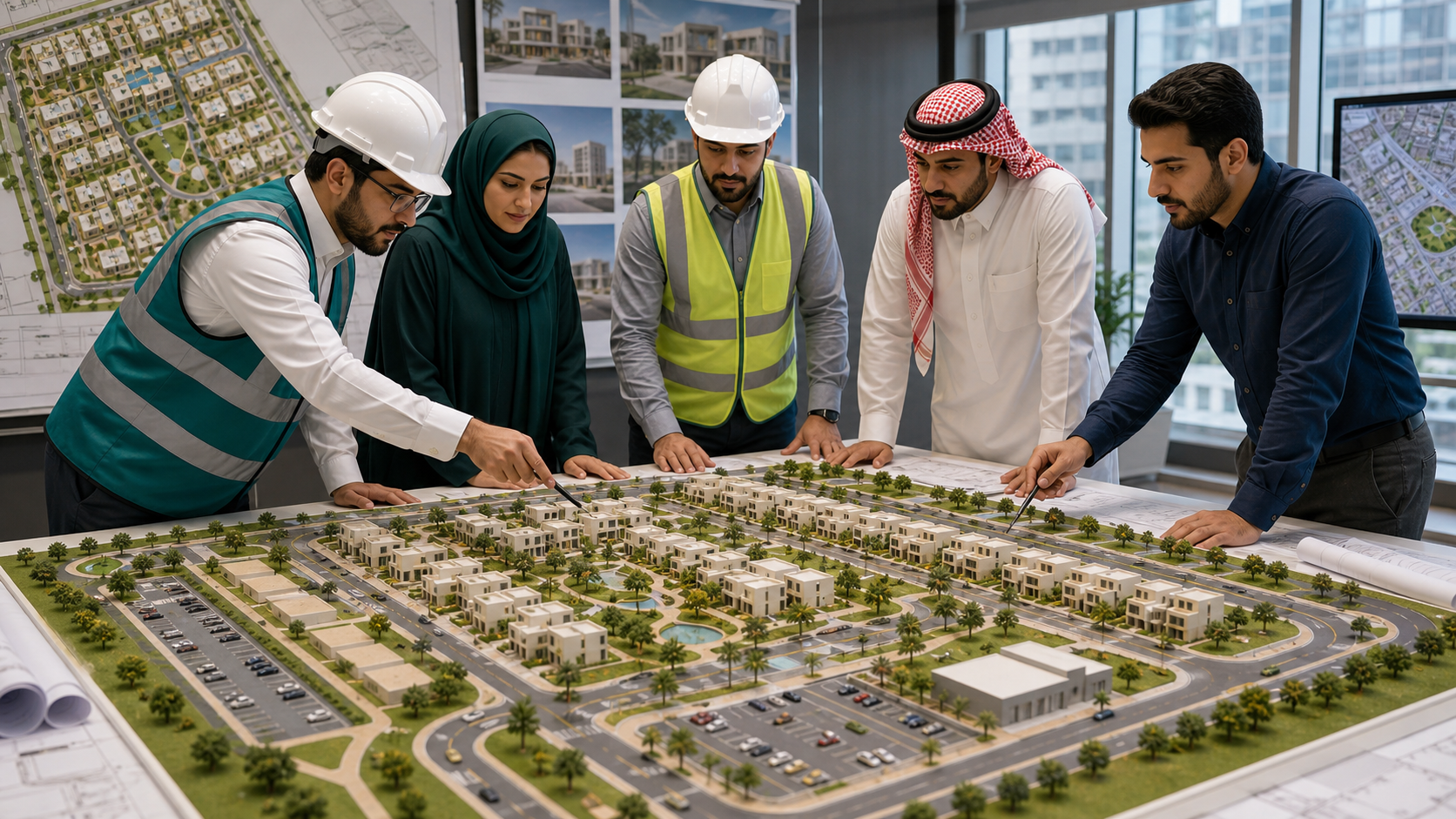 تخطيط موقع مشروع سكني يراعي الحركة والخدمات والمواقف