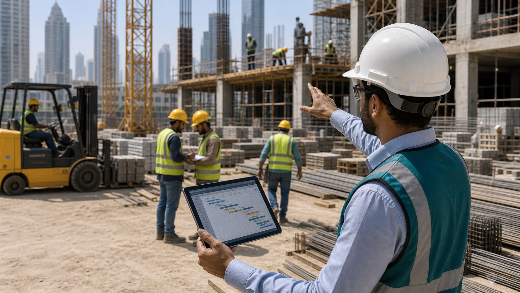 خدمة إدارة مواقع المشاريع تنظم الموارد والمقاولين
