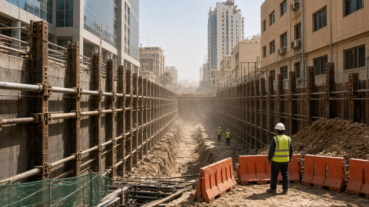 خطة إشراف للحفر والدعامات في موقع ضيق بالرياض